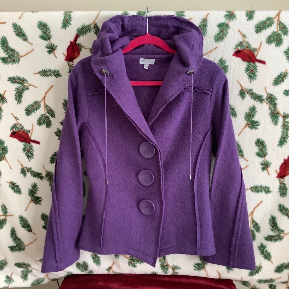 Linea Domani Wool Purple Hooded Jacket